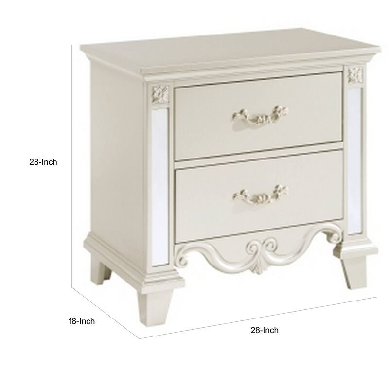 Champagne 2 Drawer 18 in. W Nightstand with Sturdy Hardware and Ample Storage