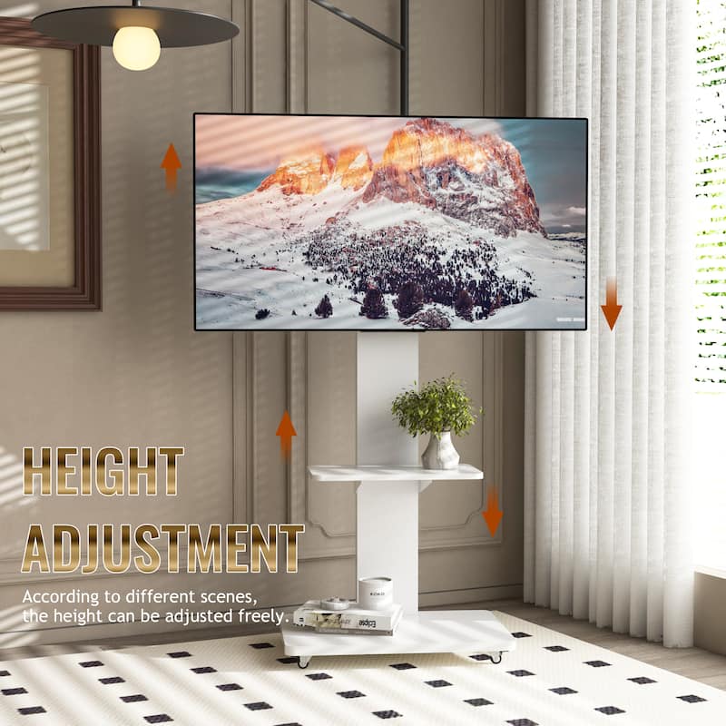 TV Stand Mobile TV Cart with Shelf