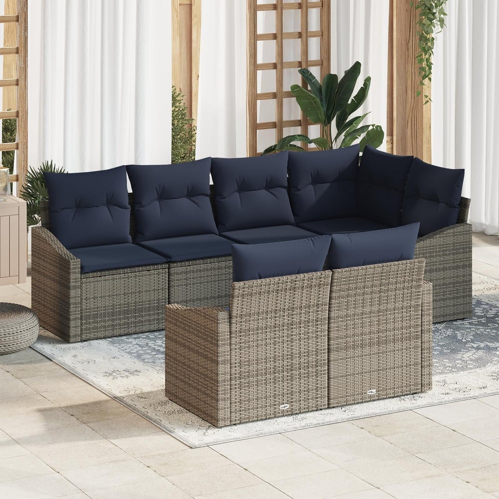 vidaXL 7 Piece Garden Sofa Set with Cushions - 91.9×48.6×27.2