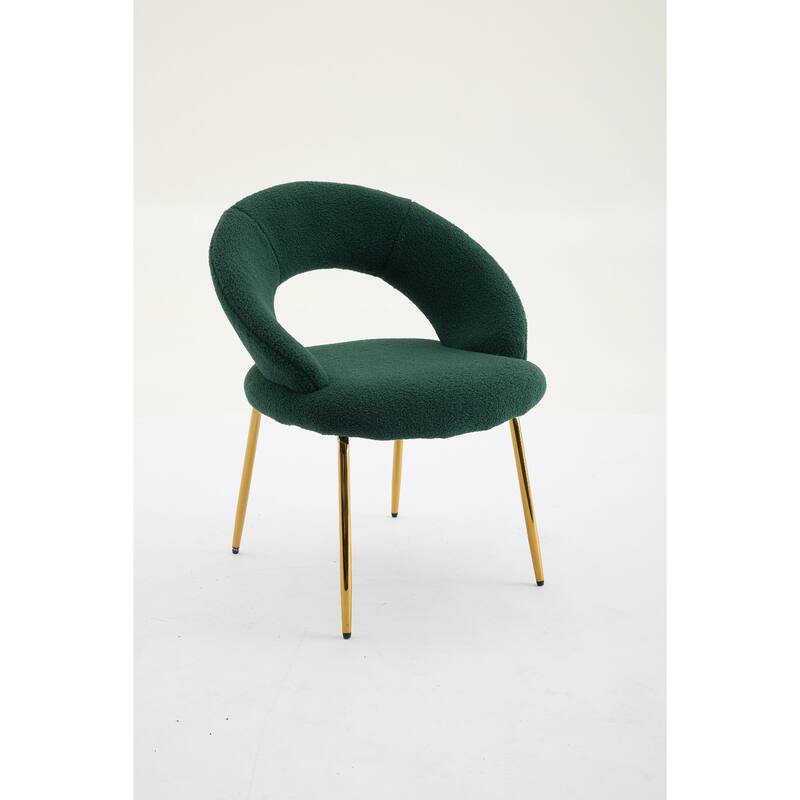Set of 1 Velvet Dining Chair with Curved Backrest and Gold Metal Legs