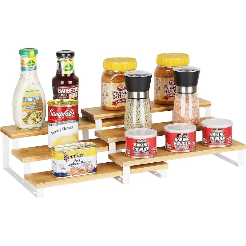 Spice Rack Organizer - Bamboo-White - 2PCS