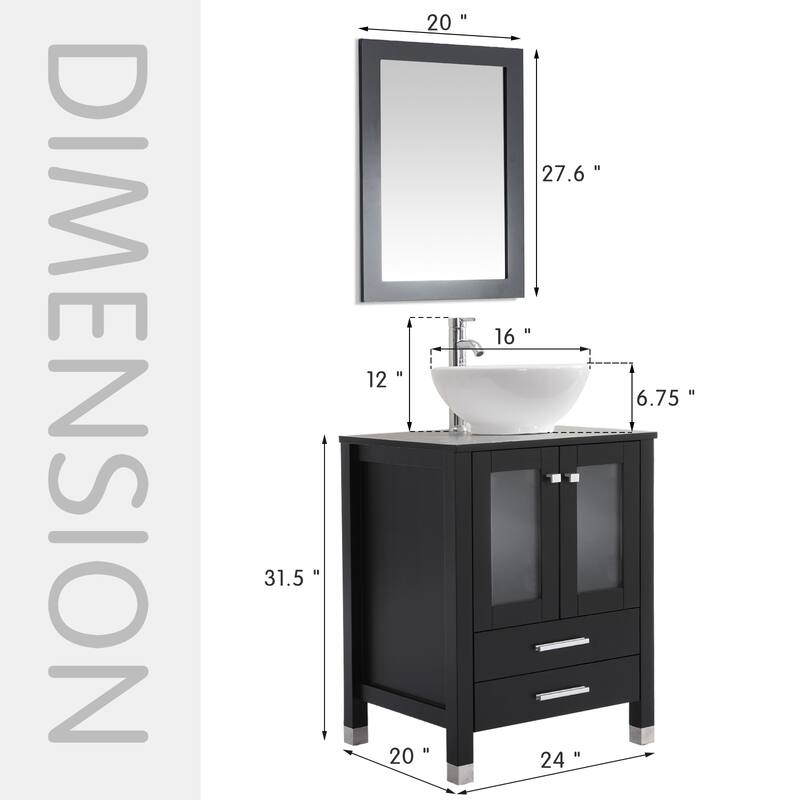24" Bathroom Vanity with Sink Set Storage Cabinet Combo