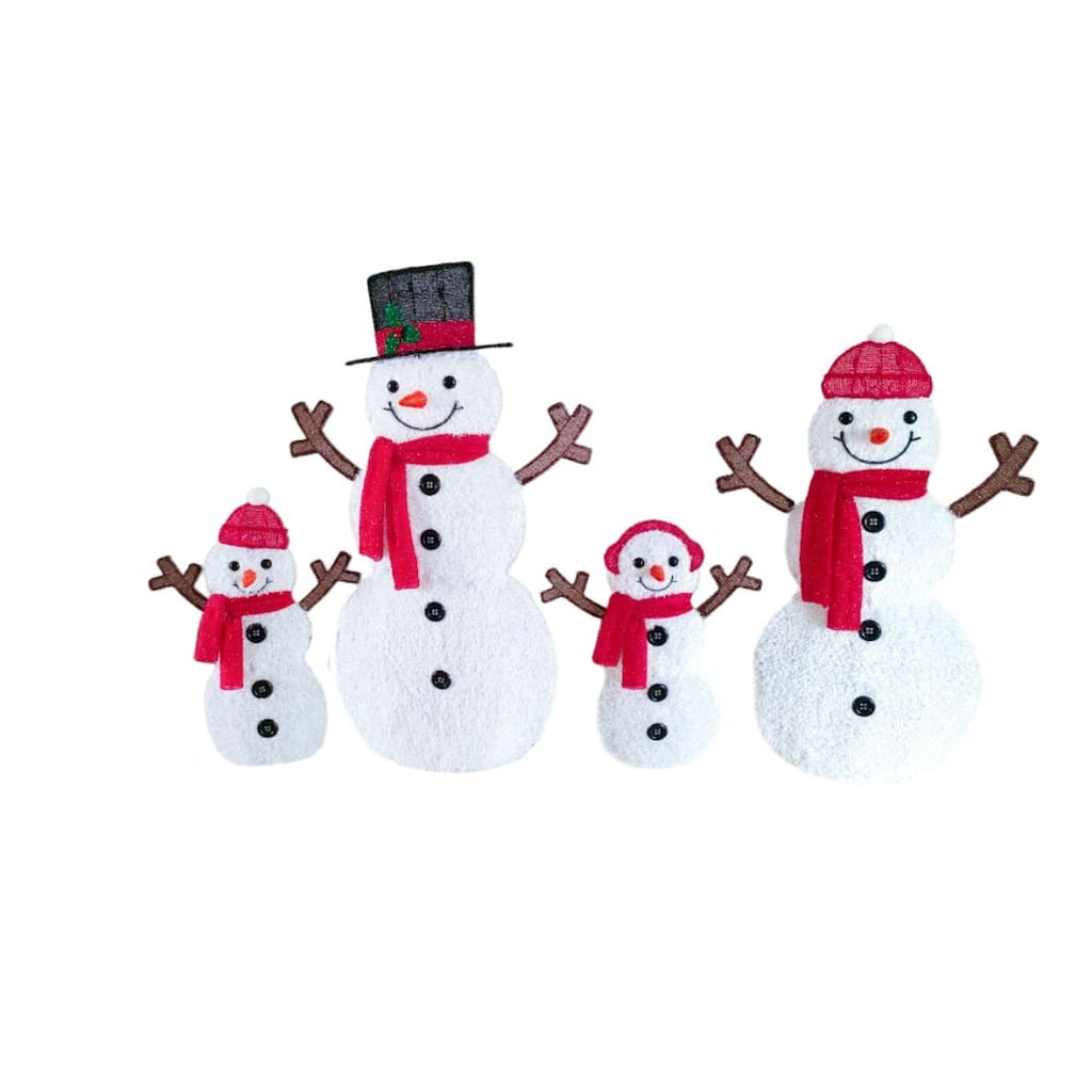 4-Piece 2D Lighted Snowman Family Yard Décor - Multi