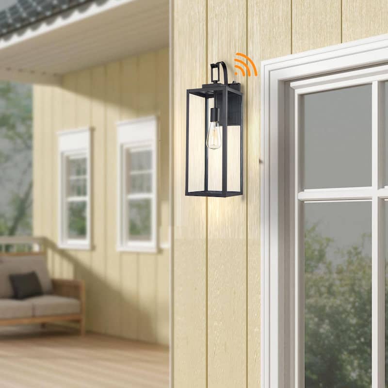 1-Light 22.48in Matte Black Outdoor Wall Lantern with Clear Glass Shade