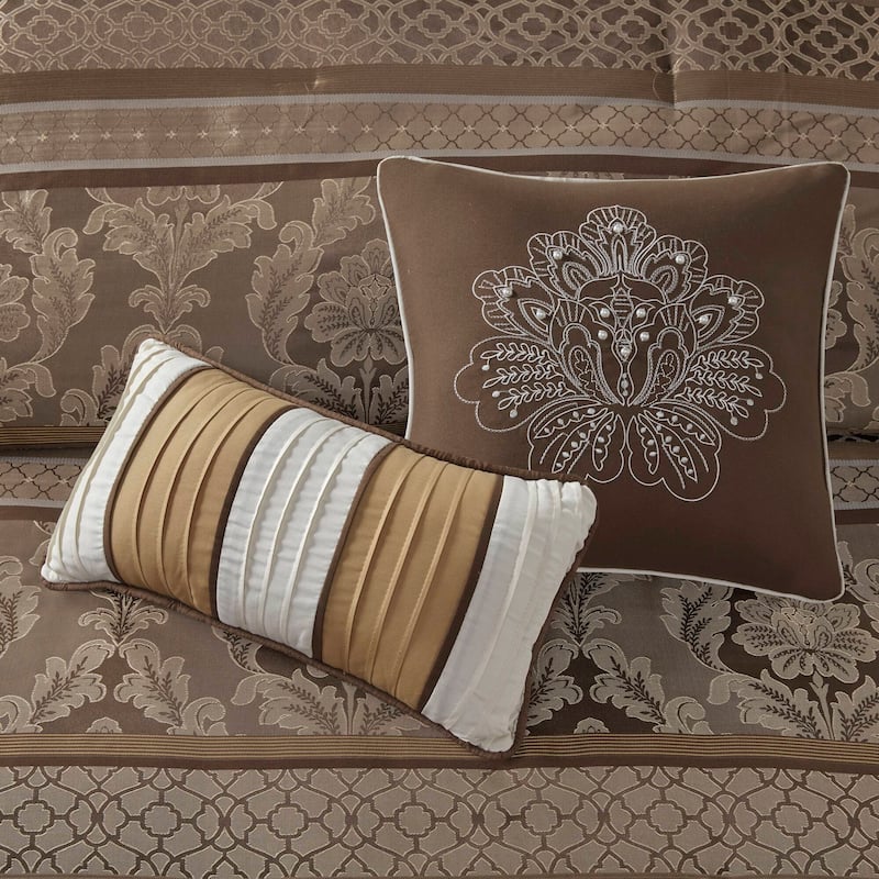 Madison Park Bellagio Brown Gold 7-piece Jacquard Comforter Set
