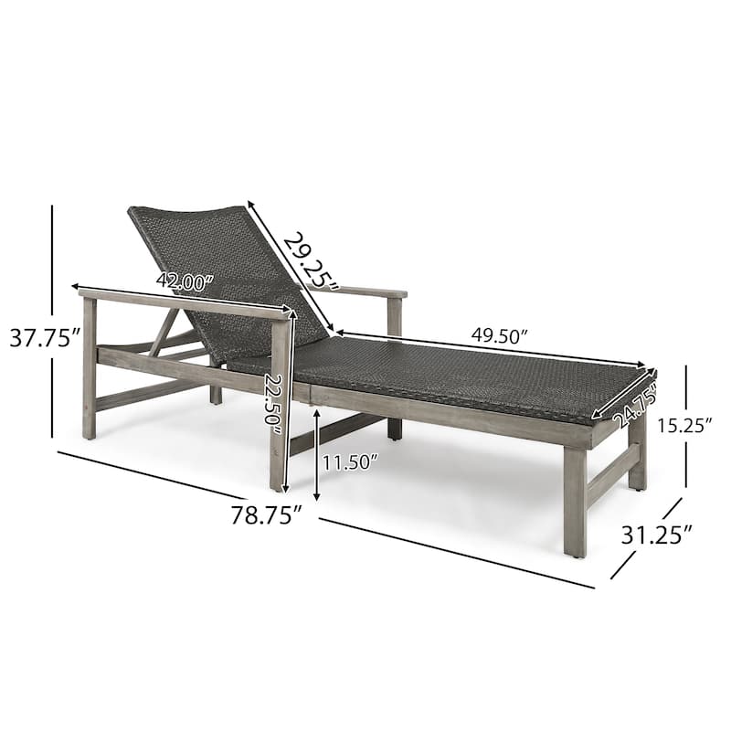HAMPTON WOOD + WICKER CHAISE LOUNGE with Soft Cushions , Perfect for Indoor and Outdoor