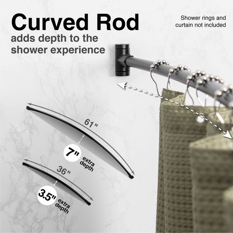 Curved Shower Curtain Rod Adjustable 36 to 61 inches by JS Jackson Supplies