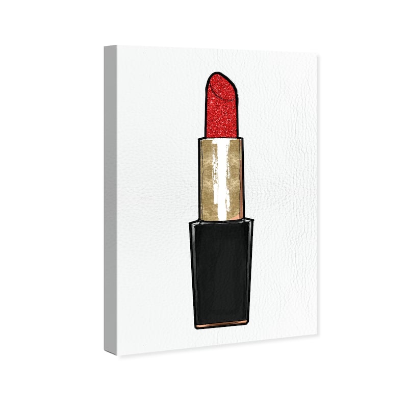 Wynwood Studio Canvas Fashion and Glam Red Lipstick Glitter Red and Metallic red Glam Wall Art Canvas Print