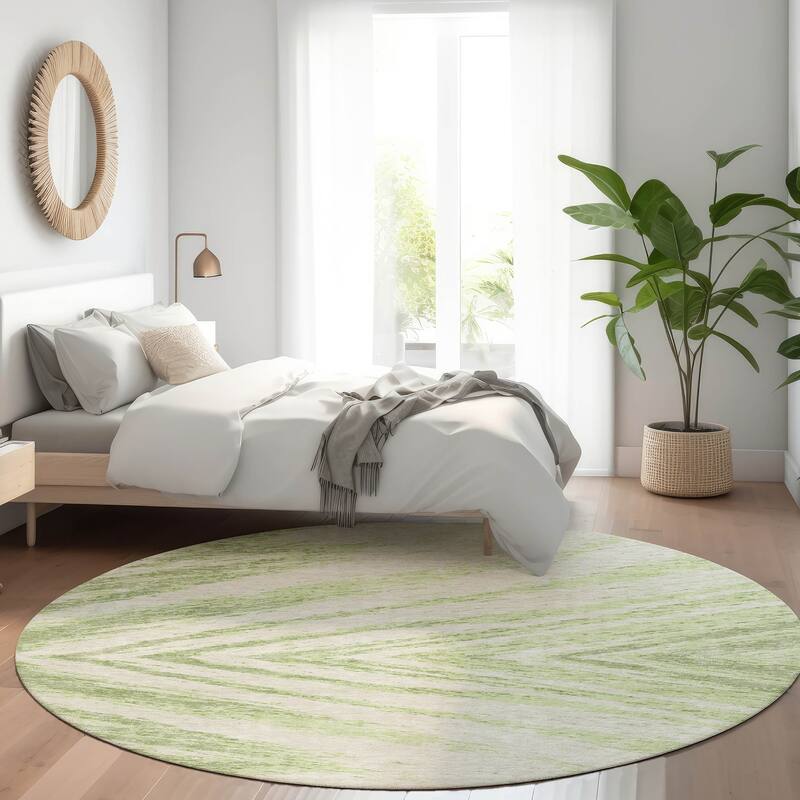Premium Washable Super Soft Modern Chevron Mayfield Rug - Aloe - 8' x 8'