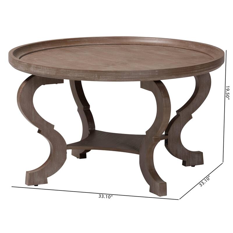 Madrona French Country Antique Brown Wood Coffee Table