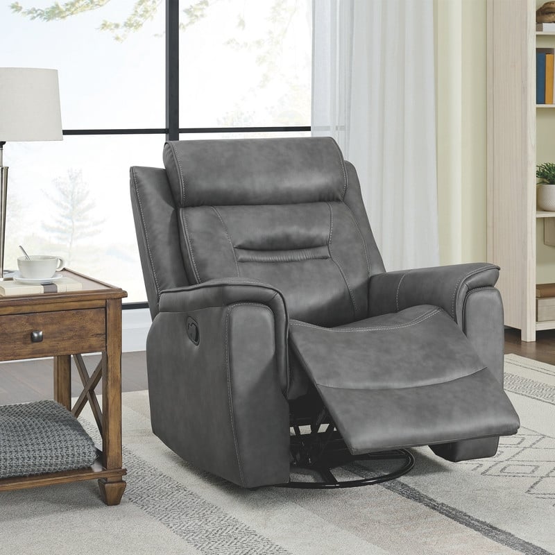 Spruce & Spring Alexis Swivel Manual Recliner Faux Leather Glider Recliner
