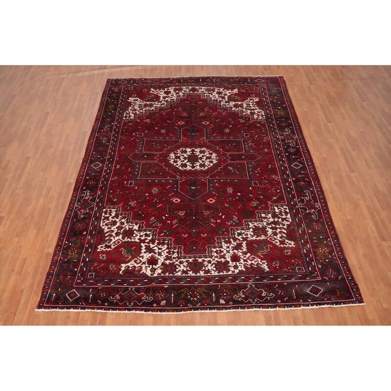 Hand Knotted Oriental 100% Wool Carpet Traditional Medallion Red Heriz Area Rug - 13' 3'' X 9' 10''