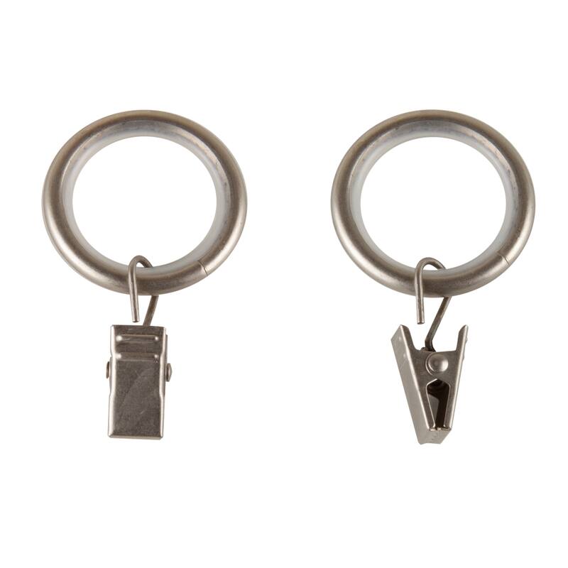 InStyleDesign 7/8 inch Noise-Canceling Curtain Rings w/Clip (Set of 10) - Satin Nickel