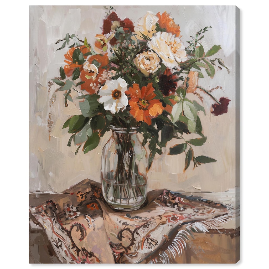 Delicate Glass Vase and Flowers Canvas by Art Remedy, Gallery Wrapped