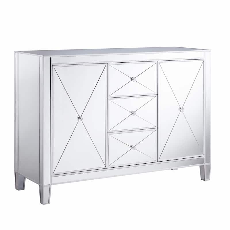 HomeRoots Glamorous Mirrored Bling Multi Storage Accent Cabinet - 50.25' X '35.25' X '16