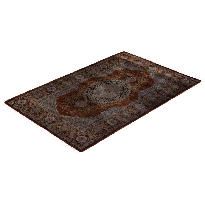Overton Hand Knotted Wool Vintage Inspired Modern Contemporary Overdyed Brown Area Rug - 2' 9" x 4' 2"