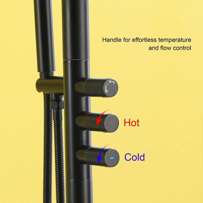 Freestanding Floor Mount 3-Handle Bath Tub Filler Faucet with Handheld Shower