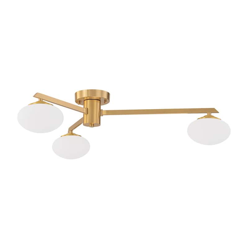 Mid-century Modern Oval Glass Accents Semi-flush Mount