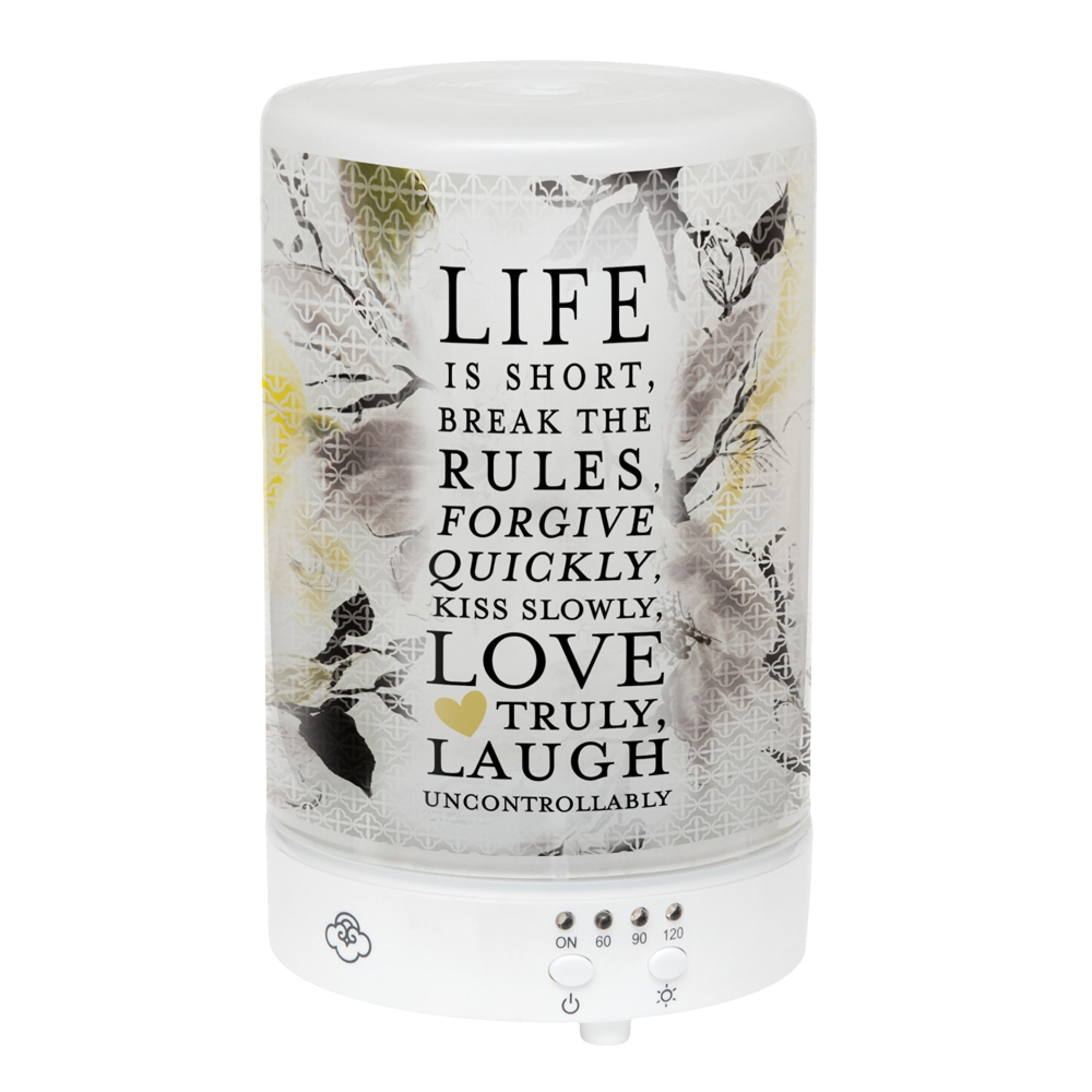 5.75" LED Floral Watercolor "Life Is Short" Inspirational Essential Oil Diffuser - N/A 5.75" LED Floral Watercolor "Life Is Short" Inspirational Essential Oil Diffuser - N/A