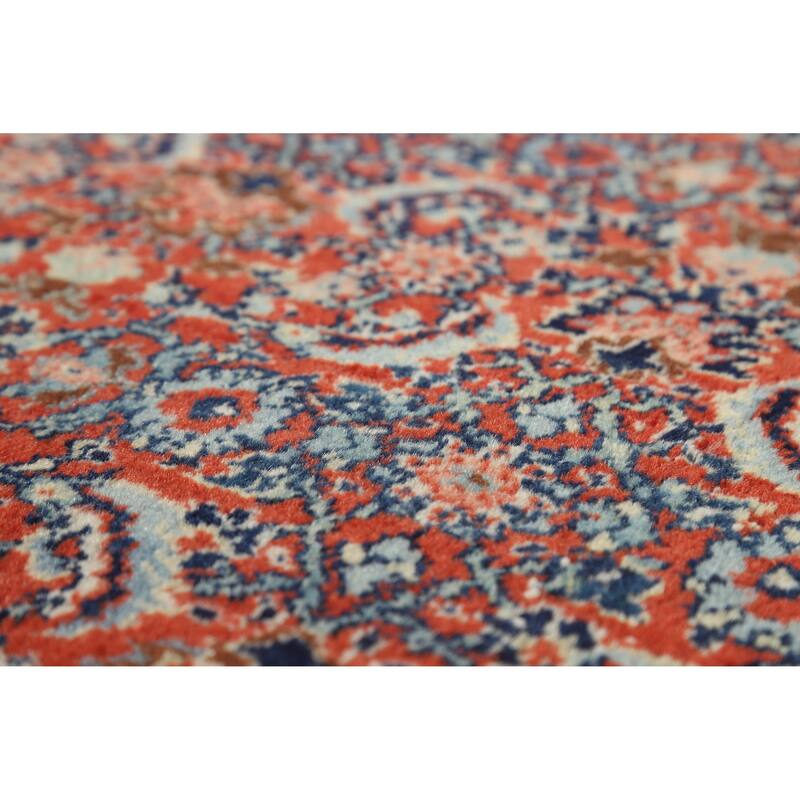 Hand Knotted Oriental 100% Wool Carpet Traditional Floral Oranges & Rust Senneh Area Rug - 11' 11'' X 9' 0''