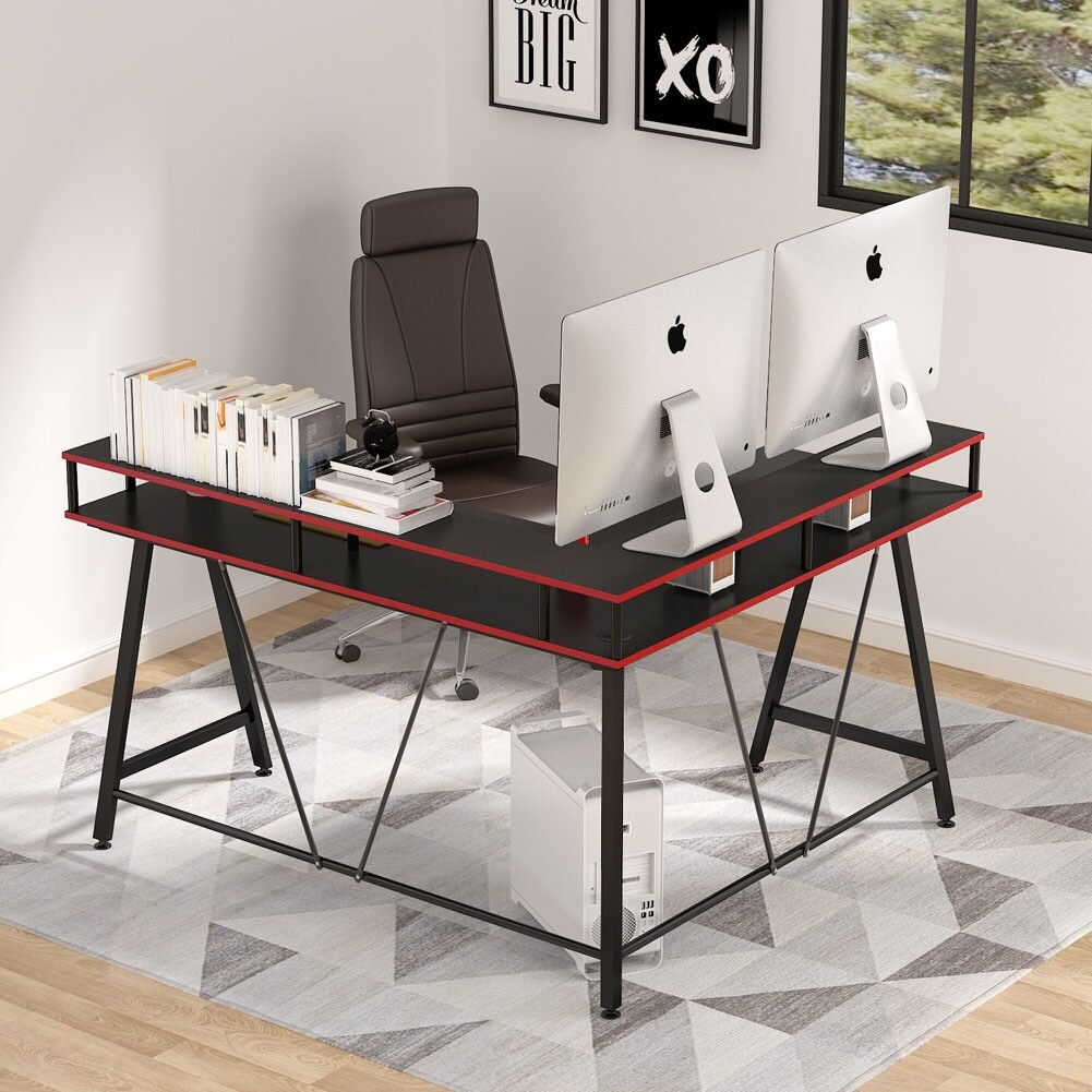L Shaped Desk With Monitor Stand Gaming Desk Overstock 30531758