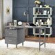 preview thumbnail 3 of 19, Simple Living Margo 2-drawer Mid-century Modern Desk Charcoal Gray