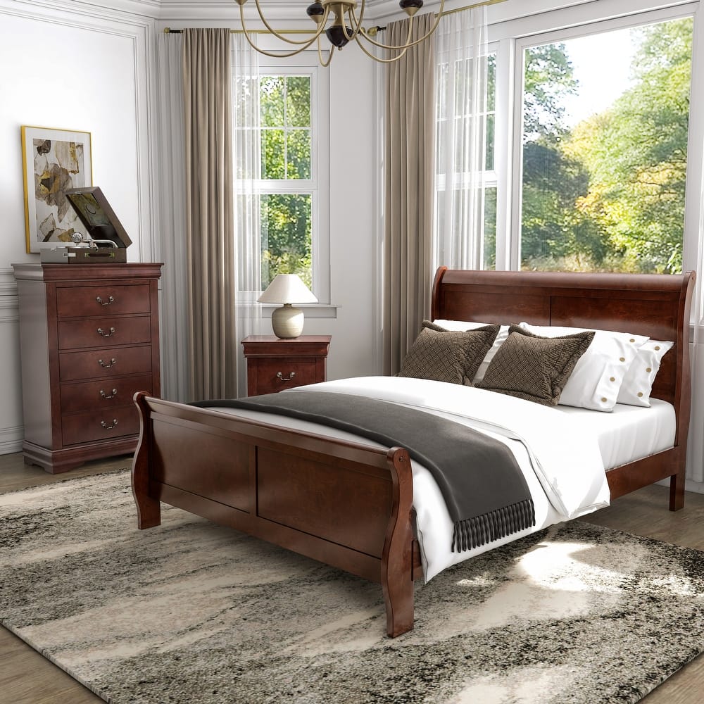 Furniture of America Mayday Traditional Solid Wood 3-Piece Sleigh Bedroom Set
