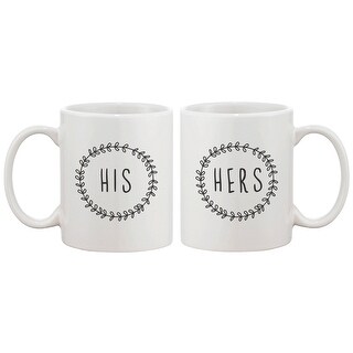 Wreath Stamp Couple Mugs His and Hers Matching Couple Coffee Mugs 