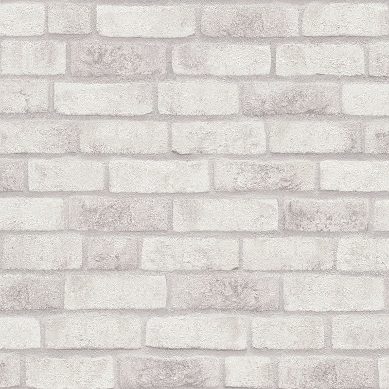 Galerie Wallcoverings Bricks and More Collection Brick Weathered Effect Matte Finish Vinyl on Non-woven Wallpaper Roll - 33-feet long x 21-inches wide - White