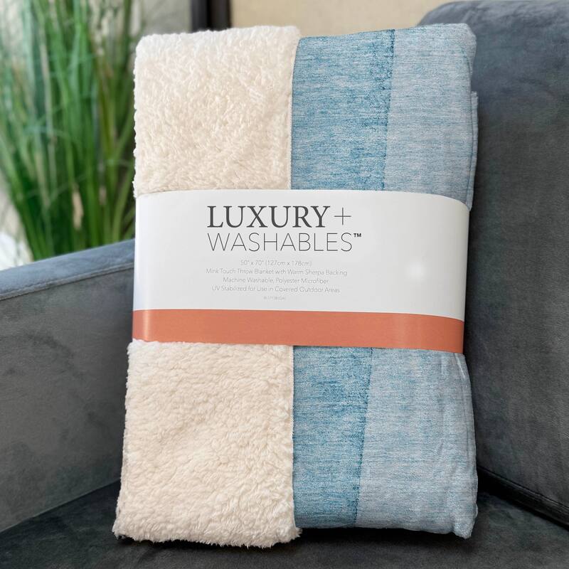 Premium Machine Washable Contemporary Ombre Sherpa Throw Blanket