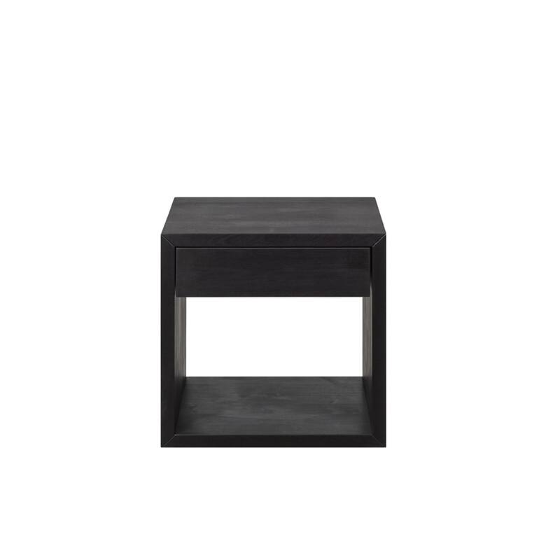 Scandinavian Solid Wood Floating Nightstand with a Drawer, Bedside Table