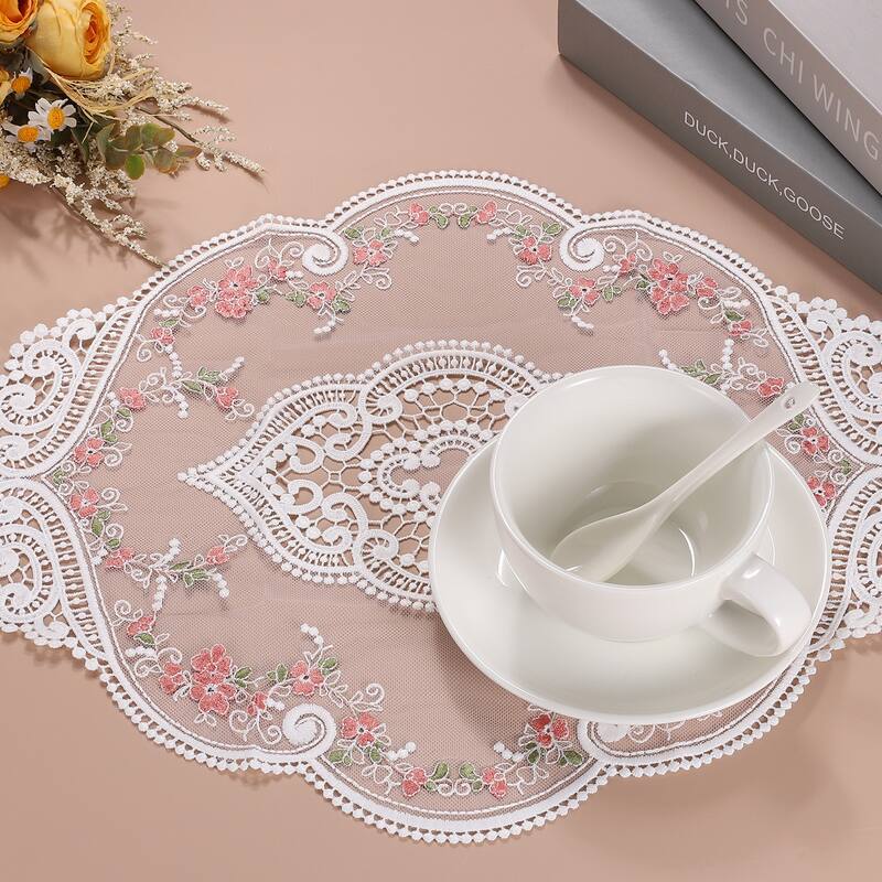 12x17in Retro Lace Placemat Oval French Crochet Doilies Coasters