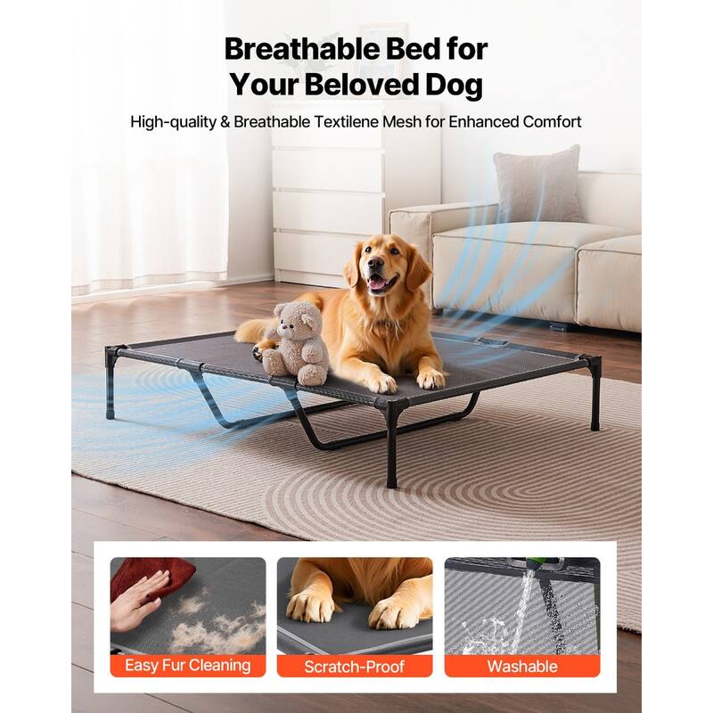 Elevated Dog Bed for Large Dogs Breathable Mesh, Heavy Duty Steel Frame, 132 lbs Capacity - 48 in x 36 x 9 in