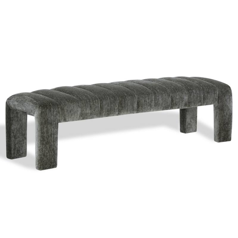 SAFAVIEH Couture Bellisima Channel Tufted Bench, Fully Assembled - 63"W x 17"D x 17"H