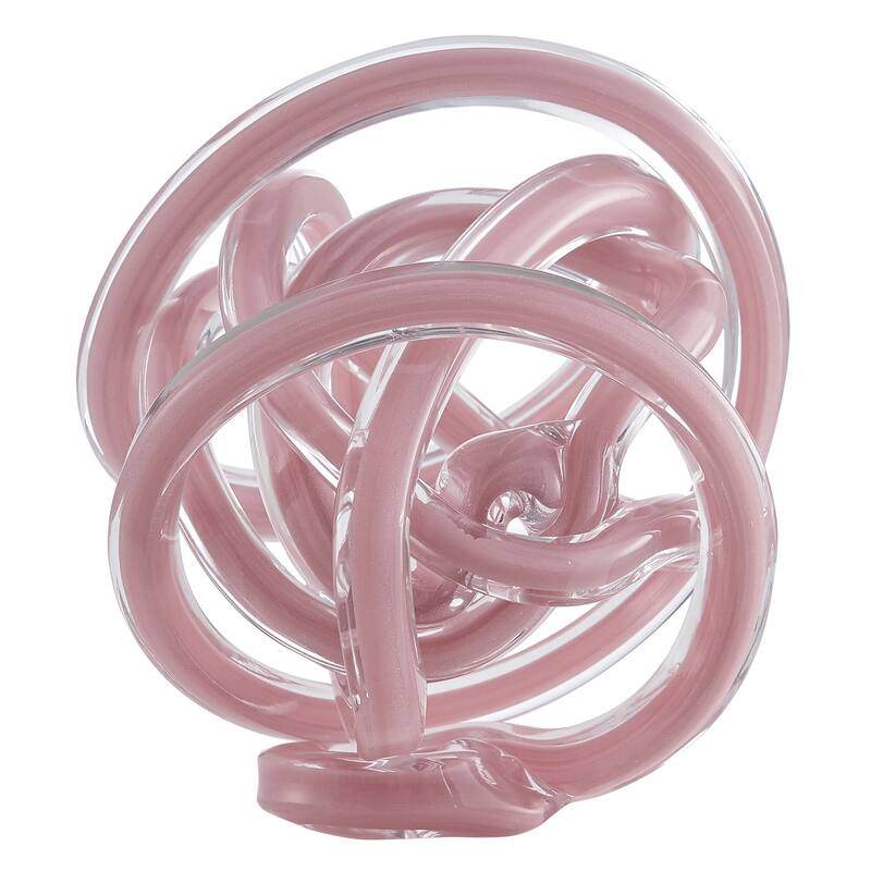 Abstract Knotted Rope Sculpture - 6.25" - Pink and Clear