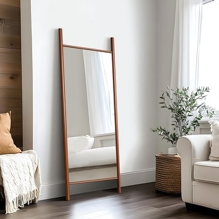 Wooden Frame Ladder-Style Wall Mirror full length mirror - Bed