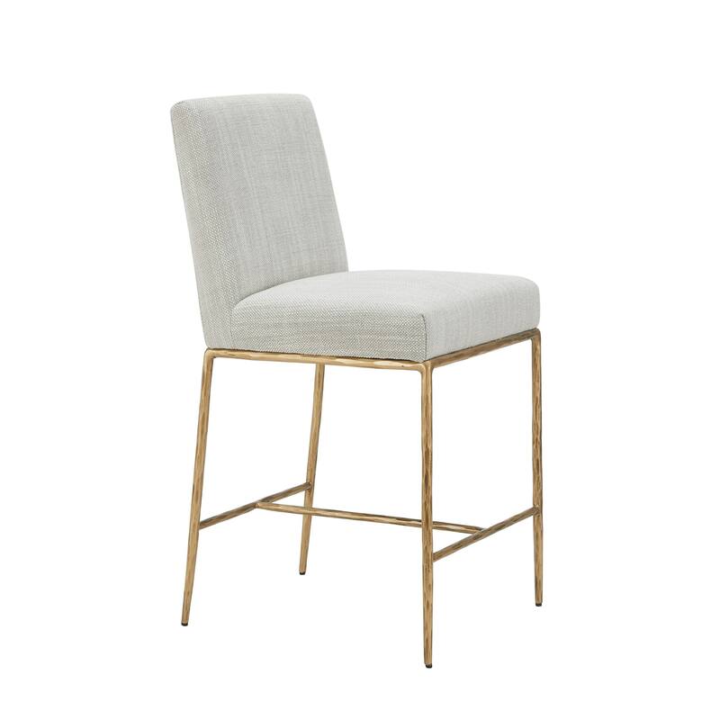 Modrest Beasley Modern Off-White Linen & Brass Counter Chair