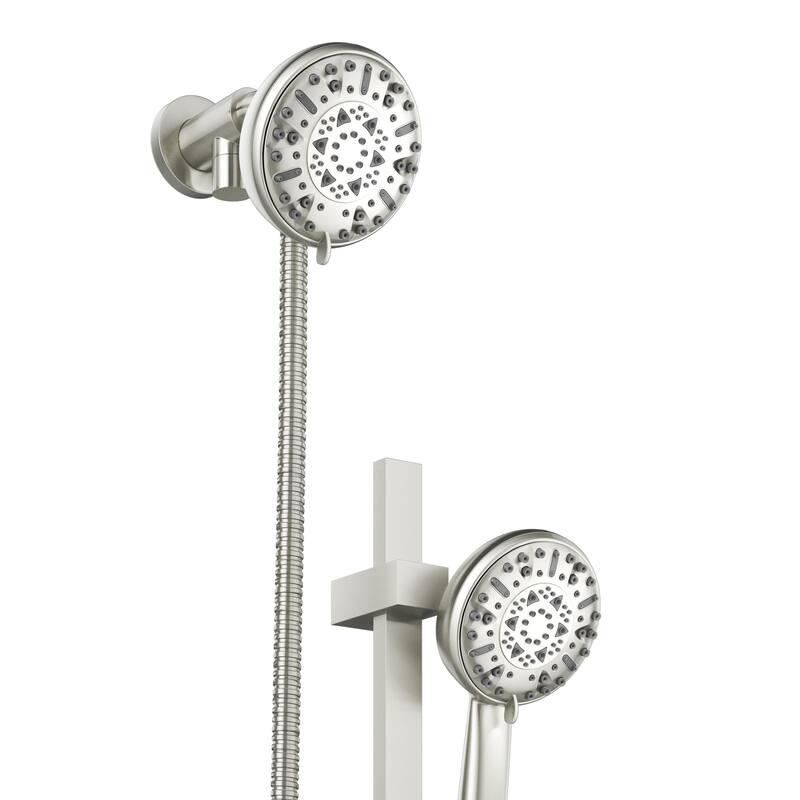 Retreat 4-in Multi-function Showerhead Shower System with Slide Bar and Multi-function Handshower Brushed Nickel 1.8 GPM