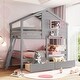 preview thumbnail 4 of 9, Twin over Twin Bunk Bed with 2 Drawers and 1 Storage Box Grey