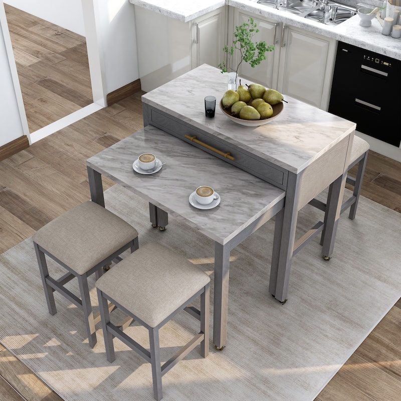 Furniture of America Delware Farmhouse Grey 39-inch Wood Counter Height Dining Table