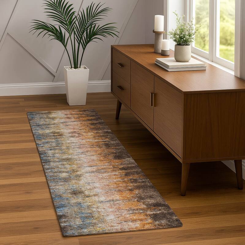 Machine Washable Indoor/ Outdoor Contemporary Ombre Chantille Rug