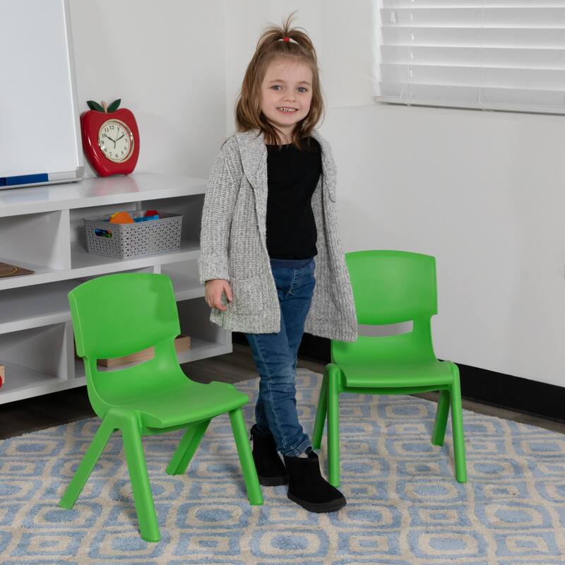 2 Pack Plastic Stackable Preschool Chair with 10.5" Seat Height - 14"D x 12.5"W x 20"H