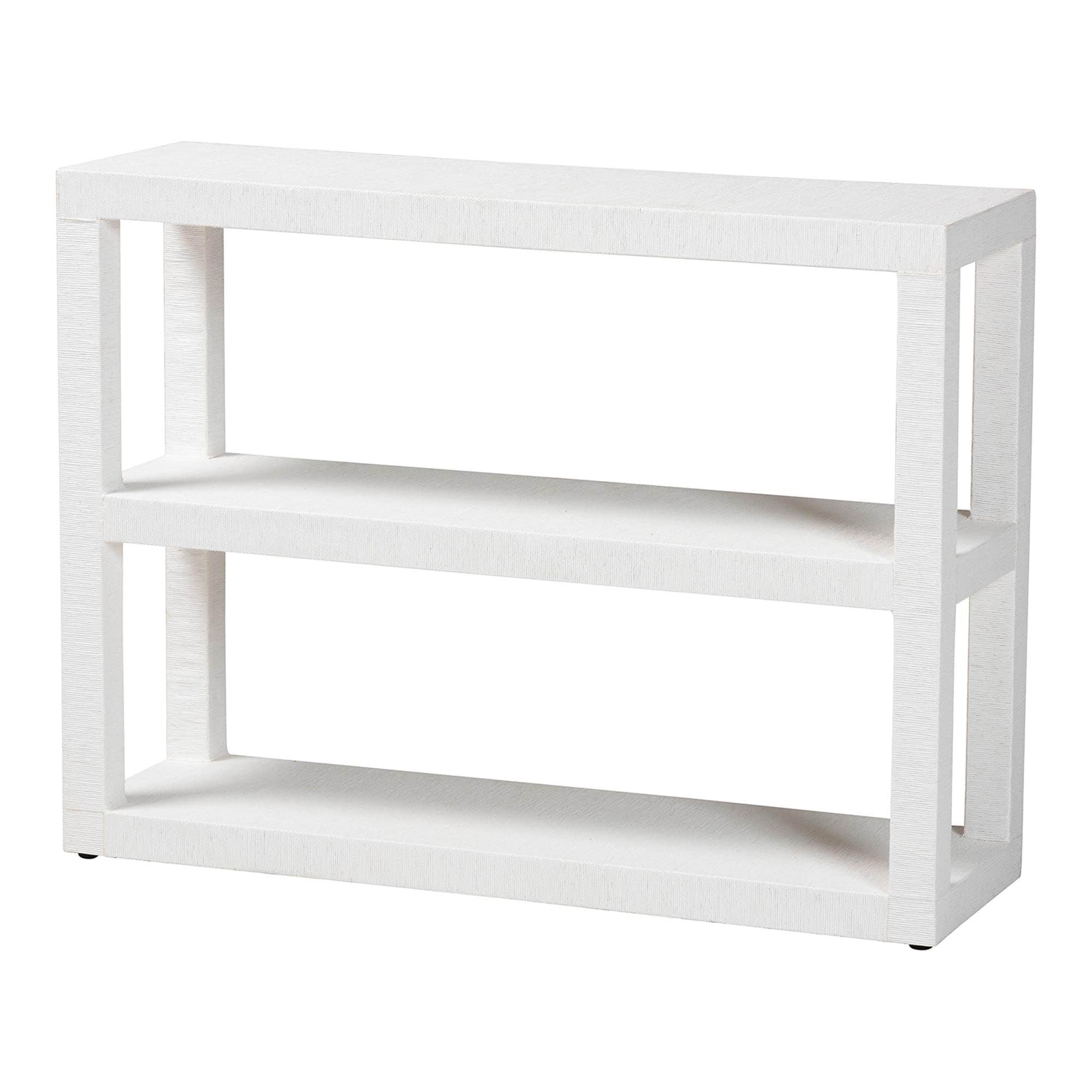 Oaklynn Natural Grasscloth Bookshelf - Two-Tier Display Piece with Open Frame, Modern Coastal Accent Shelving for Living Room