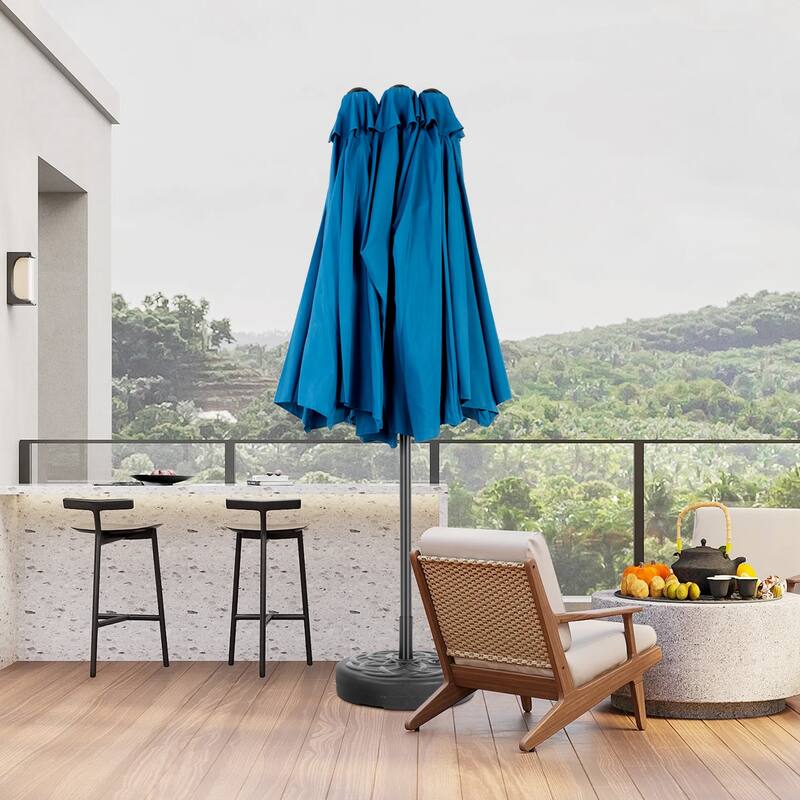 Topcraft 14.8ft Metal Rectangular Double Sided Outdoor Market Umbrella