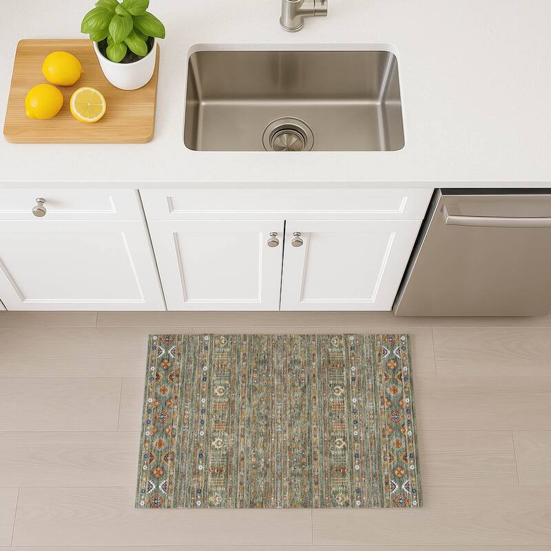 Machine Washable Indoor/ Outdoor Boho Moroccan Chantille Rug