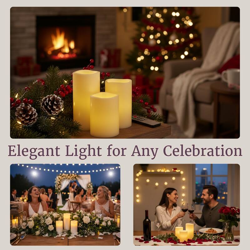 Lavish Home Set of 3 LED Flameless Candle with Remote