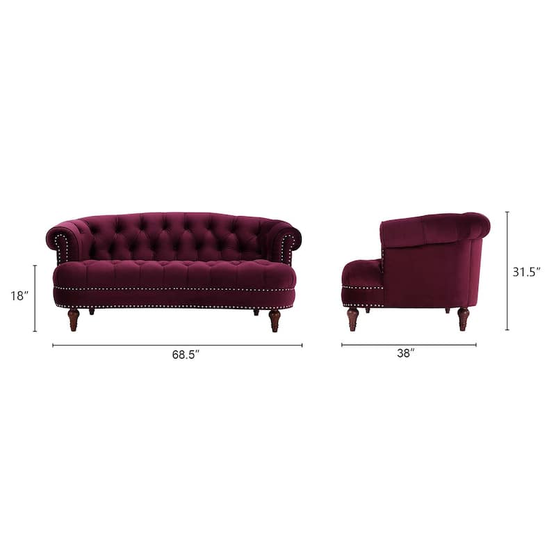 La Rosa 68.5" Victorian Tufted Chesterfield Loveseat