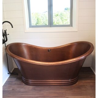 Euclid 6' Copper Freestanding Bathtub with Overflow - Bed Bath & Beyond ...