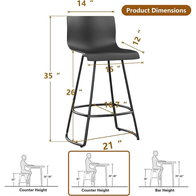 Bar Stools Set of 4 Counter Height Bar Stools Modern Swivel Bar Stools Bar Chairs with Back Plastic