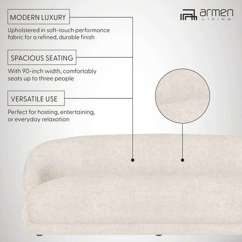 Figueroa 90 in. 3-Seater Sofa with Oval Seat and Slope Arms